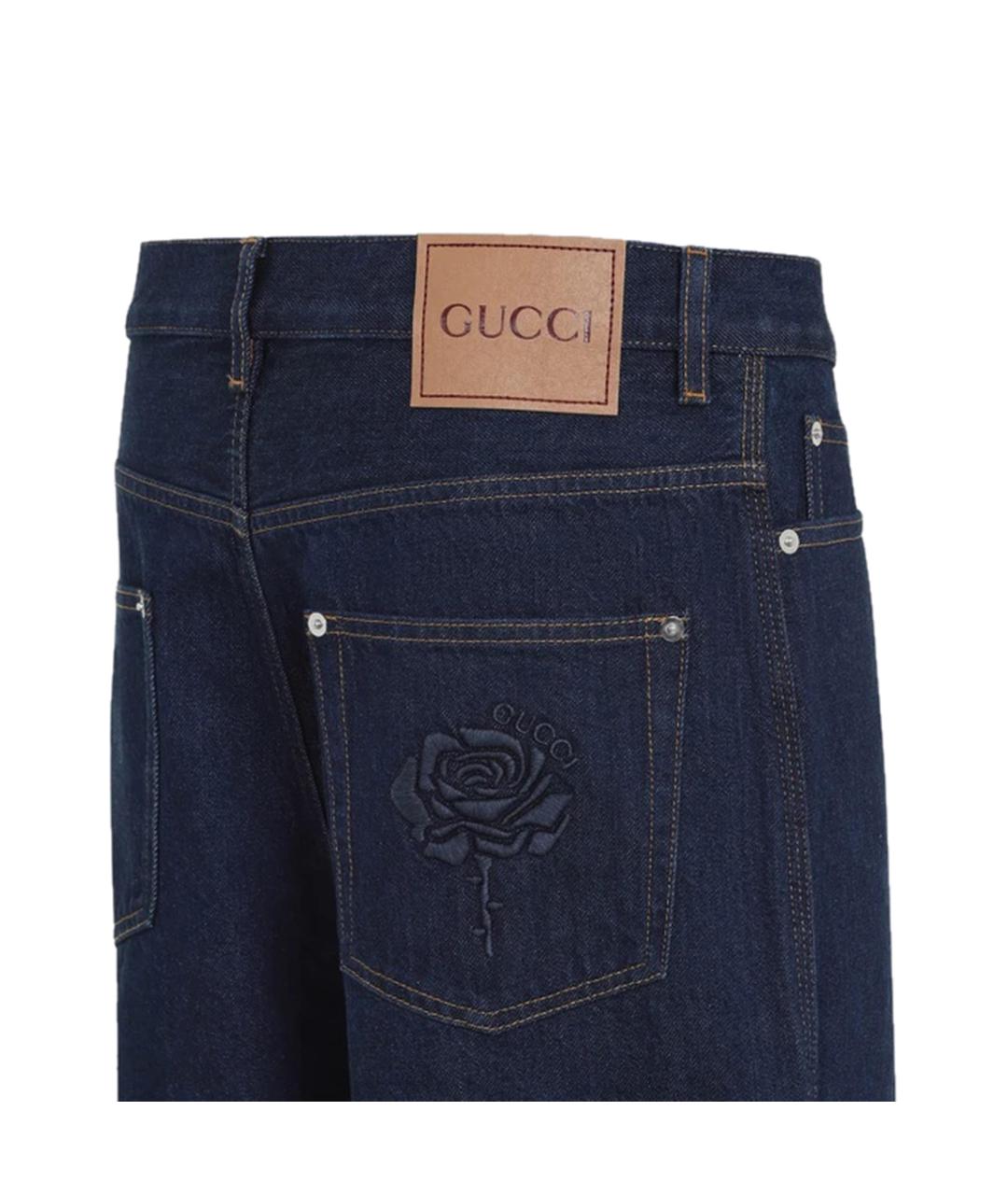 GUCCI Синие хлопковые прямые джинсы, фото 2