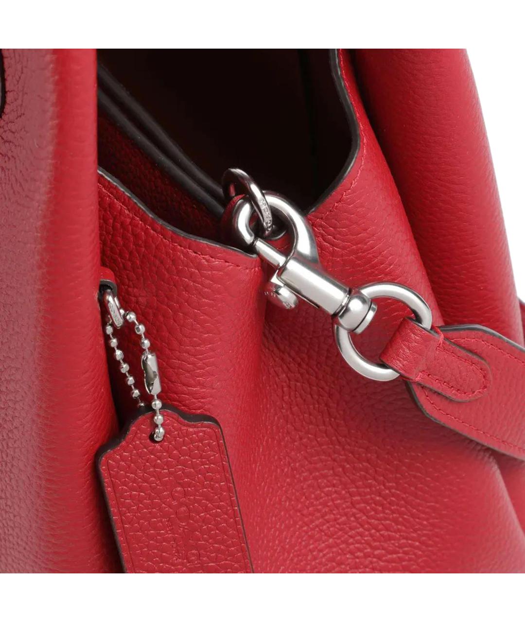 COACH Красная кожаная сумка с короткими ручками, фото 3
