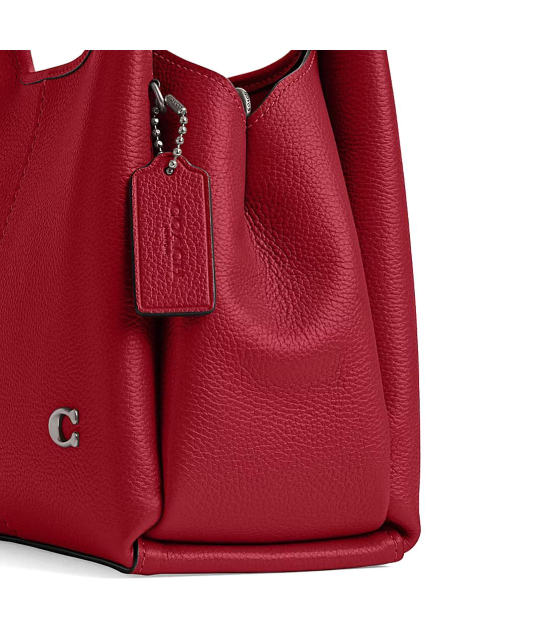 COACH Красная кожаная сумка с короткими ручками, фото 2