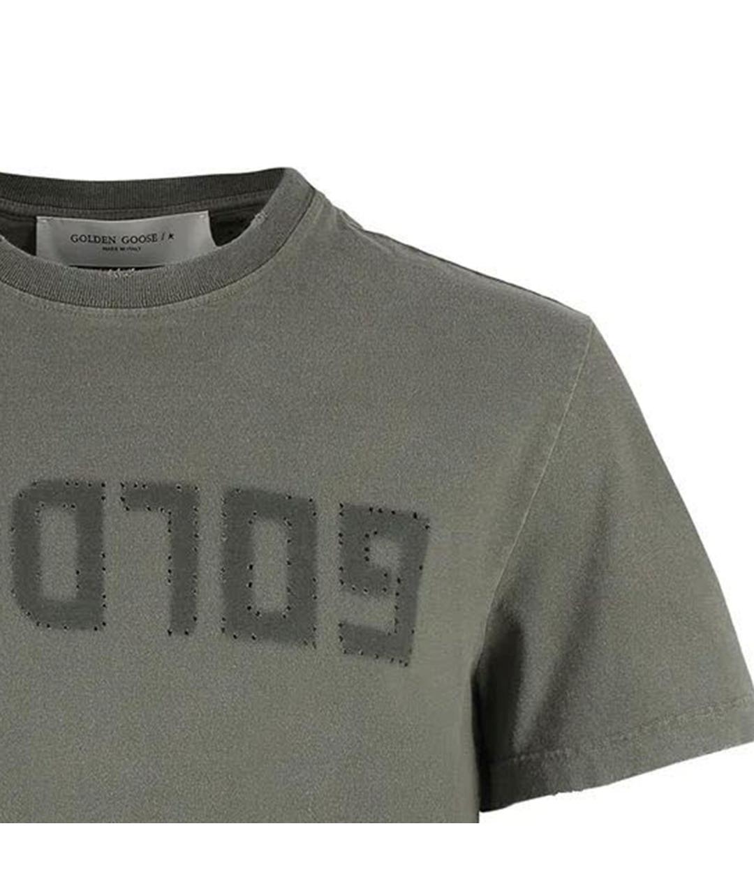 GOLDEN GOOSE DELUXE BRAND Зеленая хлопковая футболка, фото 3