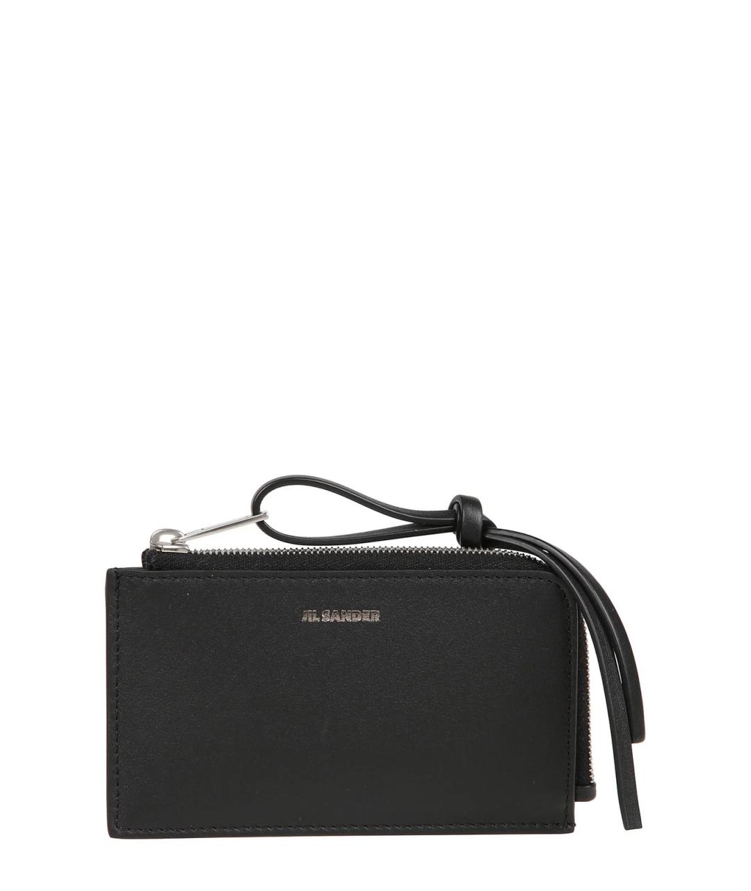 JIL SANDER Черный кожаный кошелек, фото 1