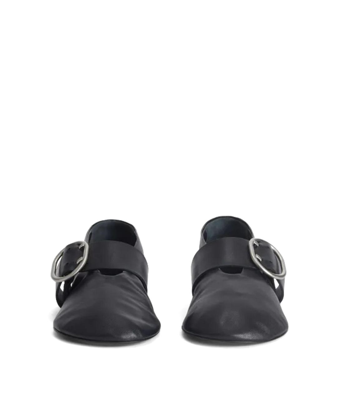 JIL SANDER Черные кожаные балетки, фото 2