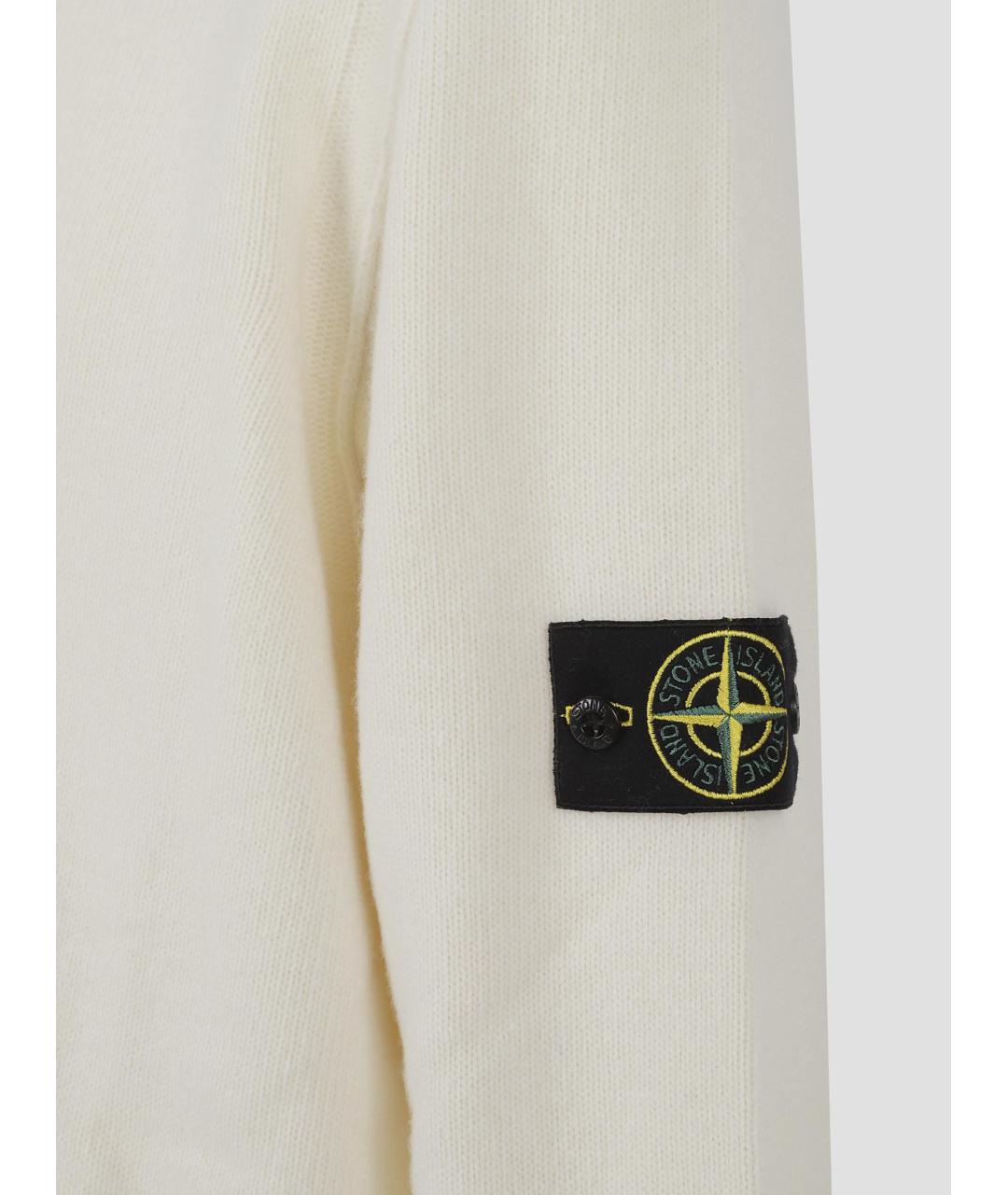 STONE ISLAND Бежевый шерстяной джемпер / свитер, фото 3