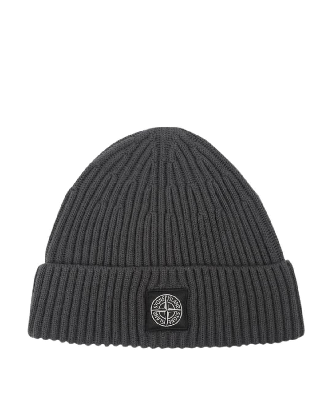 STONE ISLAND Серая шерстяная шапка, фото 1