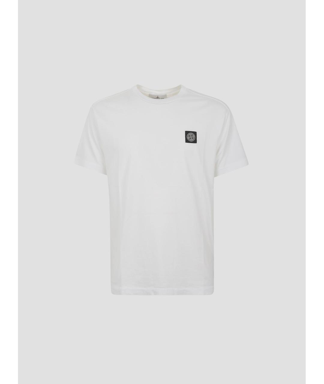 STONE ISLAND Белая хлопковая футболка, фото 4