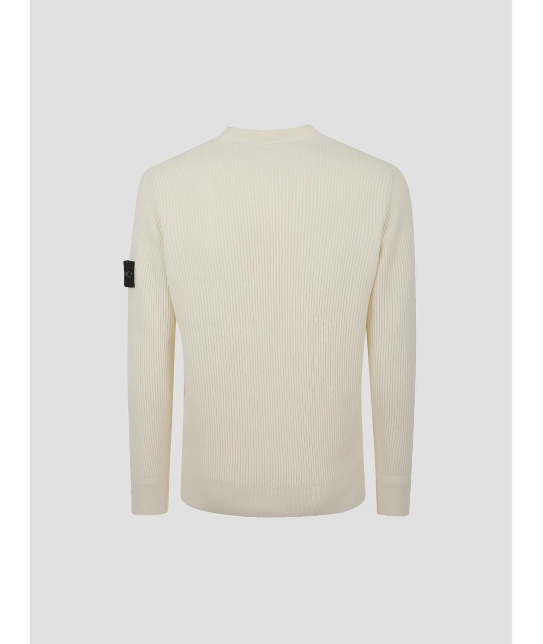 STONE ISLAND Бежевый шерстяной джемпер / свитер, фото 2