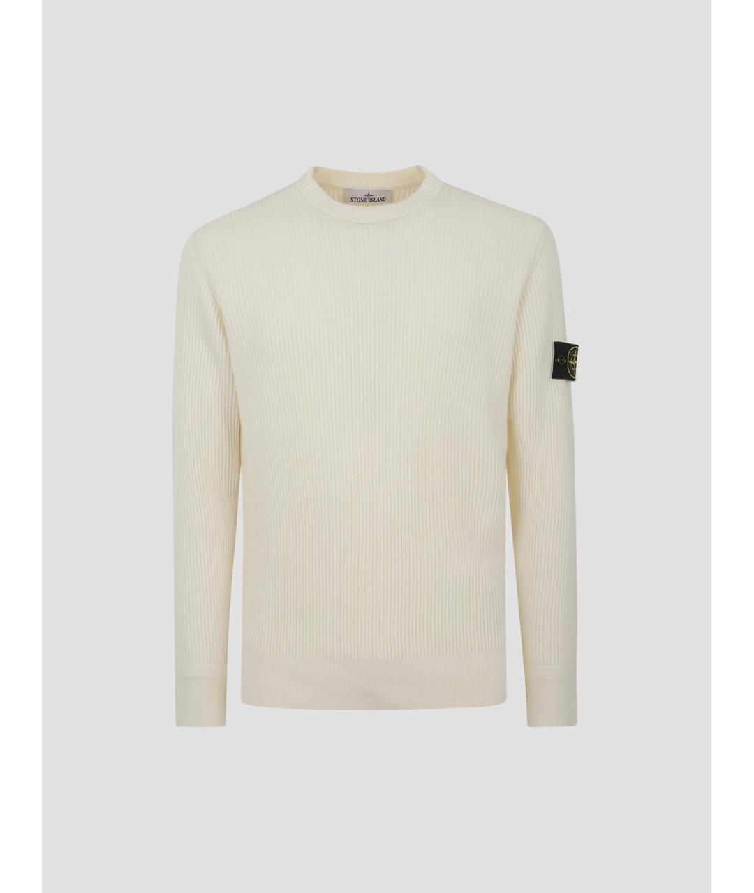 STONE ISLAND Бежевый шерстяной джемпер / свитер, фото 4