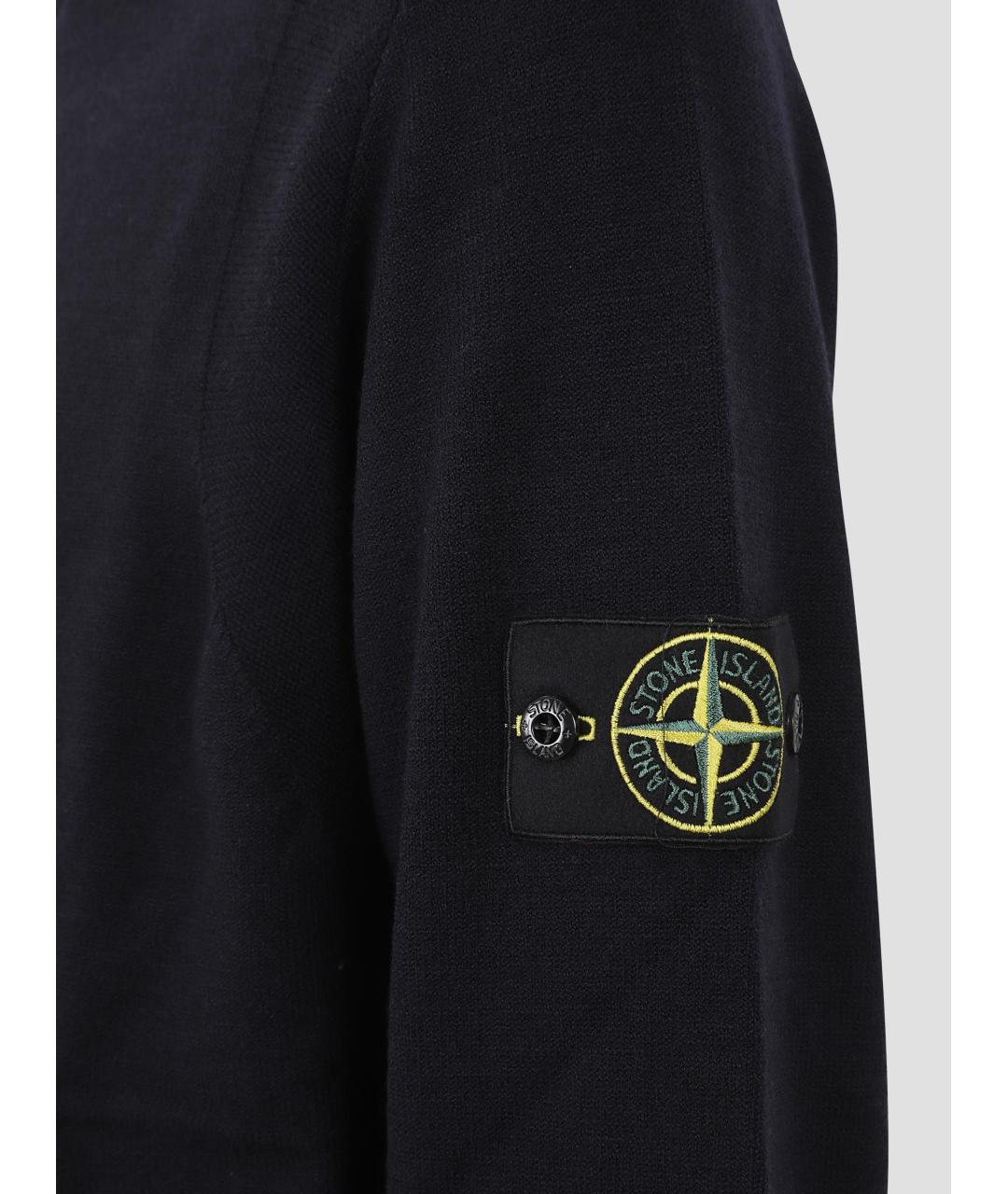 STONE ISLAND Темно-синий шерстяной джемпер / свитер, фото 3