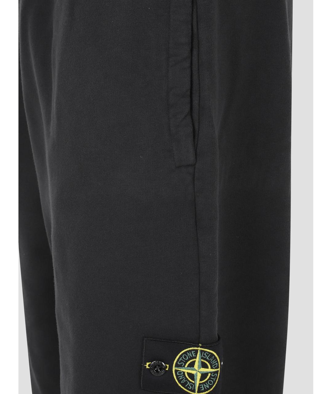 STONE ISLAND Черные хлопковые повседневные брюки, фото 2