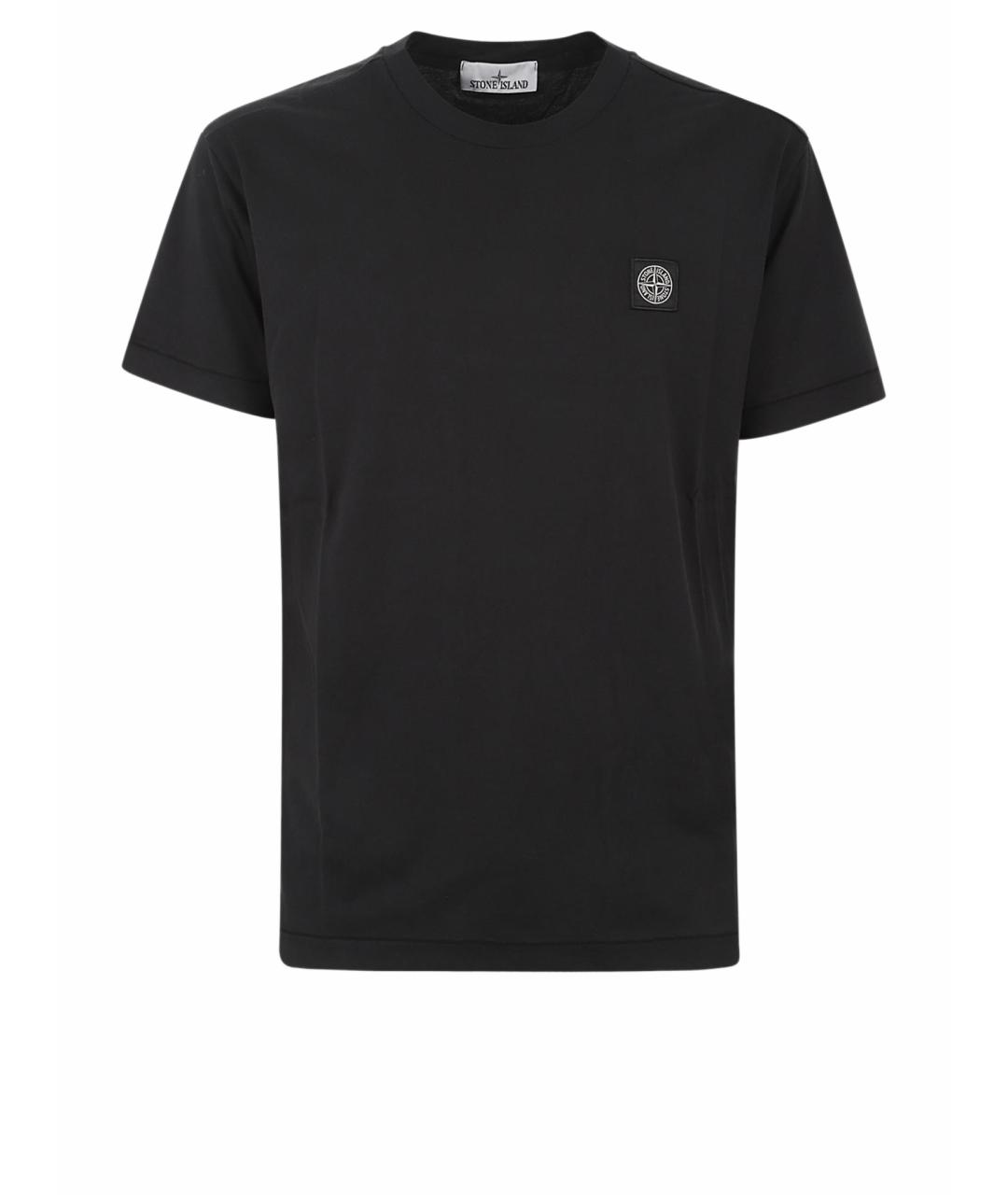 STONE ISLAND Черная хлопковая футболка, фото 1