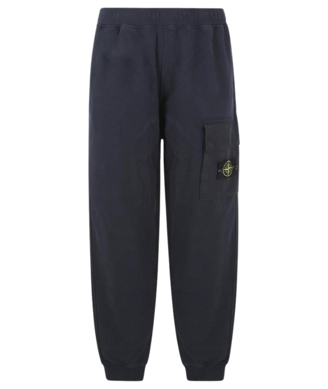 STONE ISLAND Темно-синие хлопковые повседневные брюки, фото 1