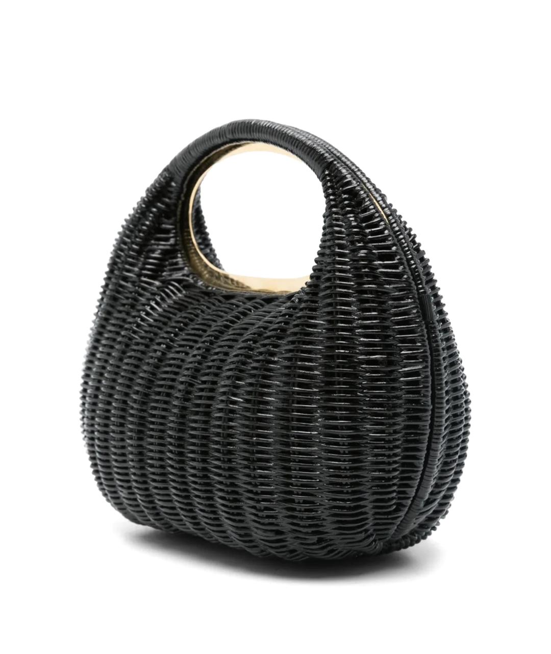 SACAI Черная пелетеная сумка с короткими ручками, фото 2