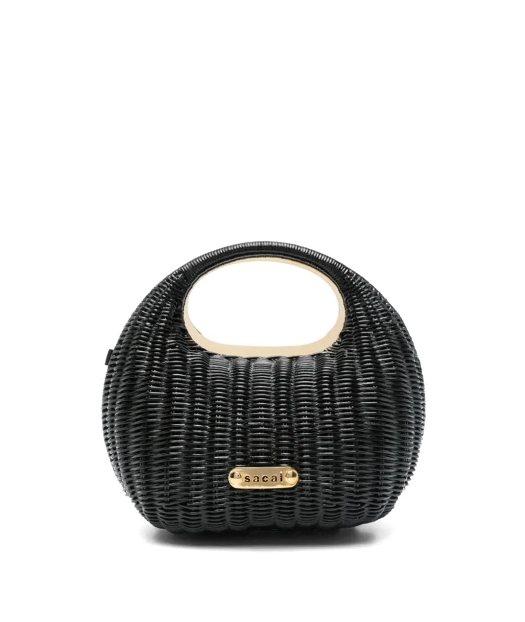 SACAI Черная пелетеная сумка с короткими ручками, фото 1