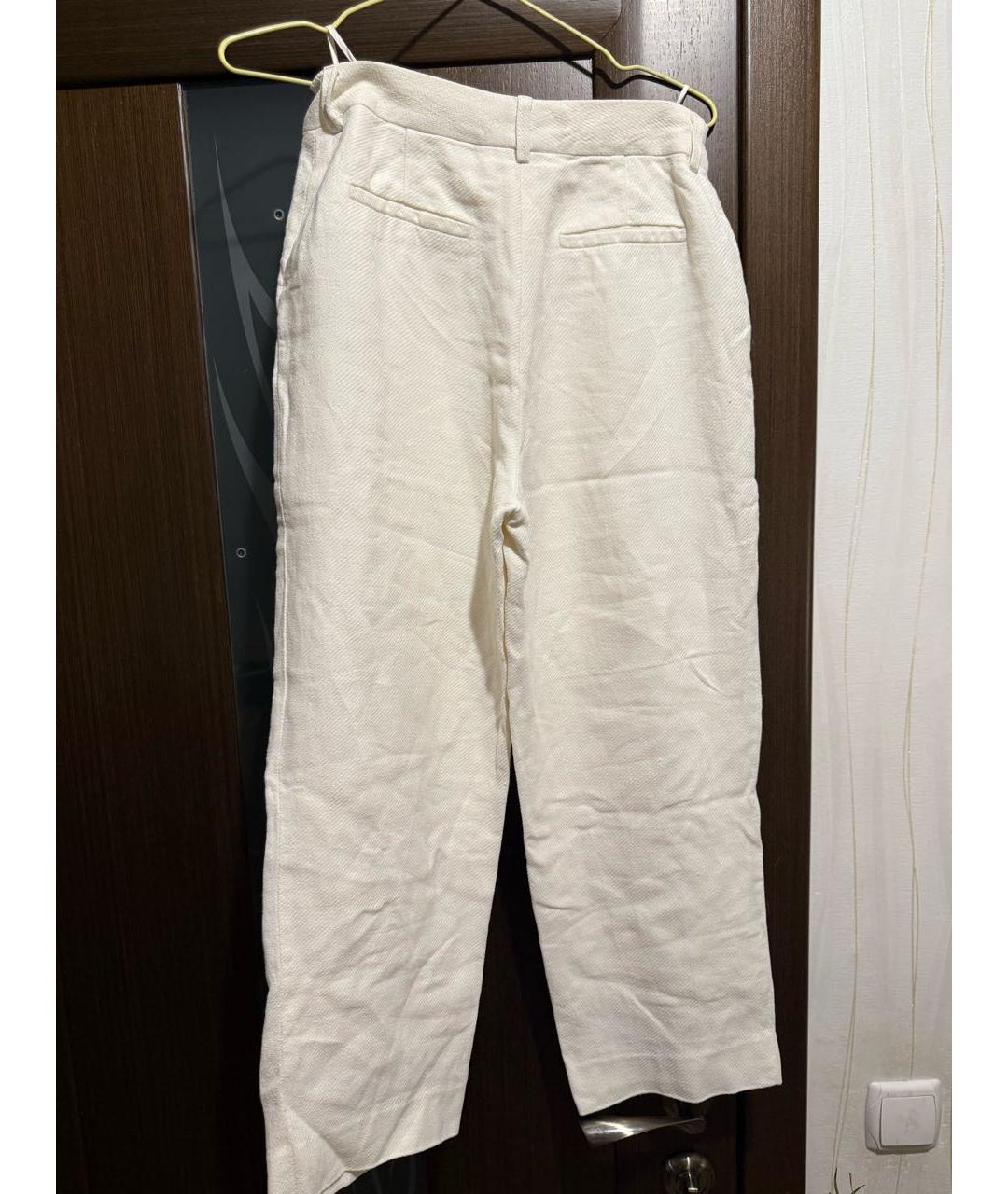 LORO PIANA Белые льняные прямые брюки, фото 2