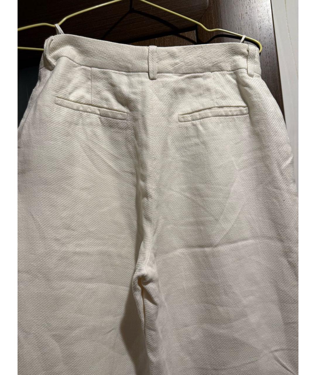LORO PIANA Белые льняные прямые брюки, фото 4