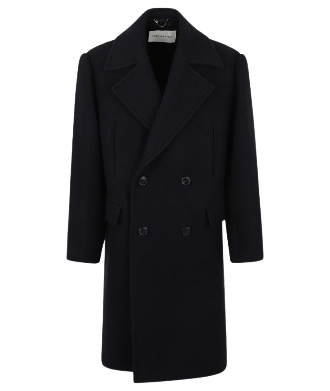 DRIES VAN NOTEN Темно-синее шерстяное пальто, фото 1