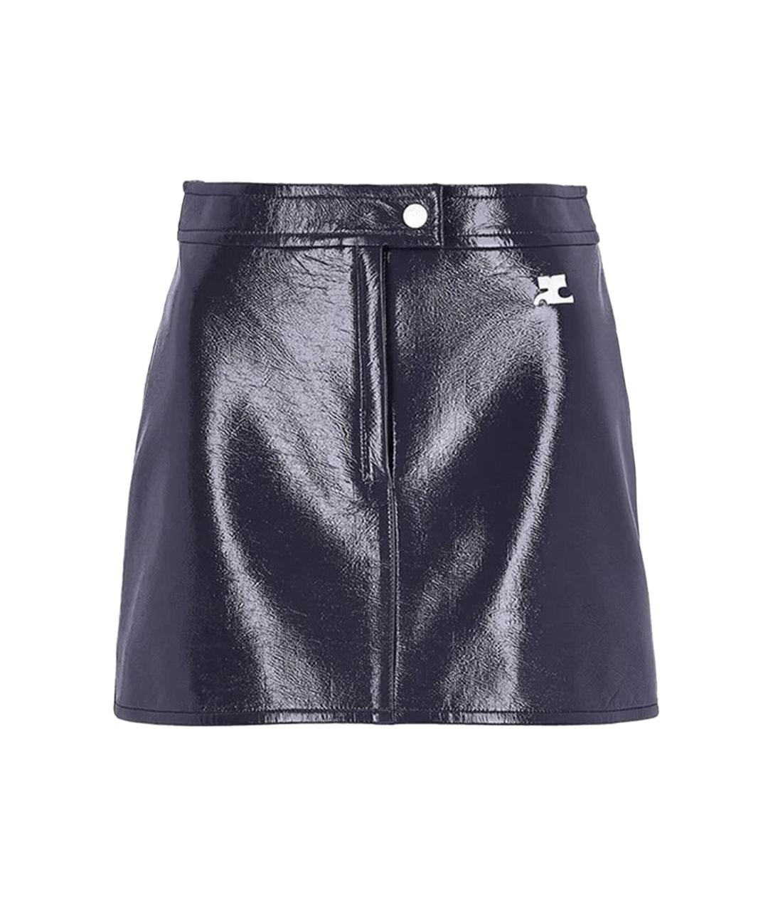 COURREGES Темно-синяя хлопковая юбка мини, фото 1