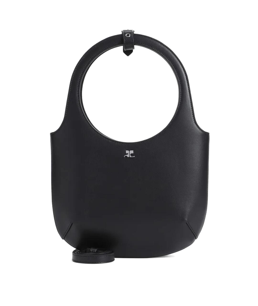 COURREGES Черная кожаная сумка тоут, фото 1