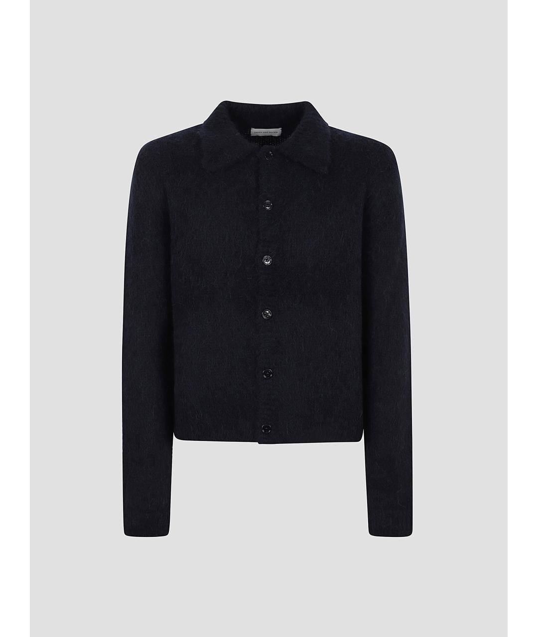 DRIES VAN NOTEN Темно-синий шерстяной кардиган, фото 4