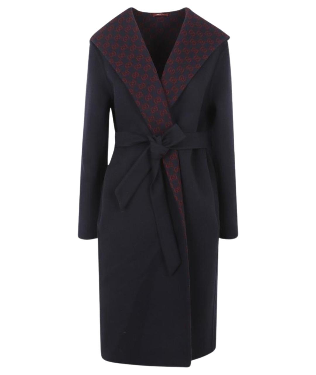 GUCCI Темно-синее шерстяное пальто, фото 1