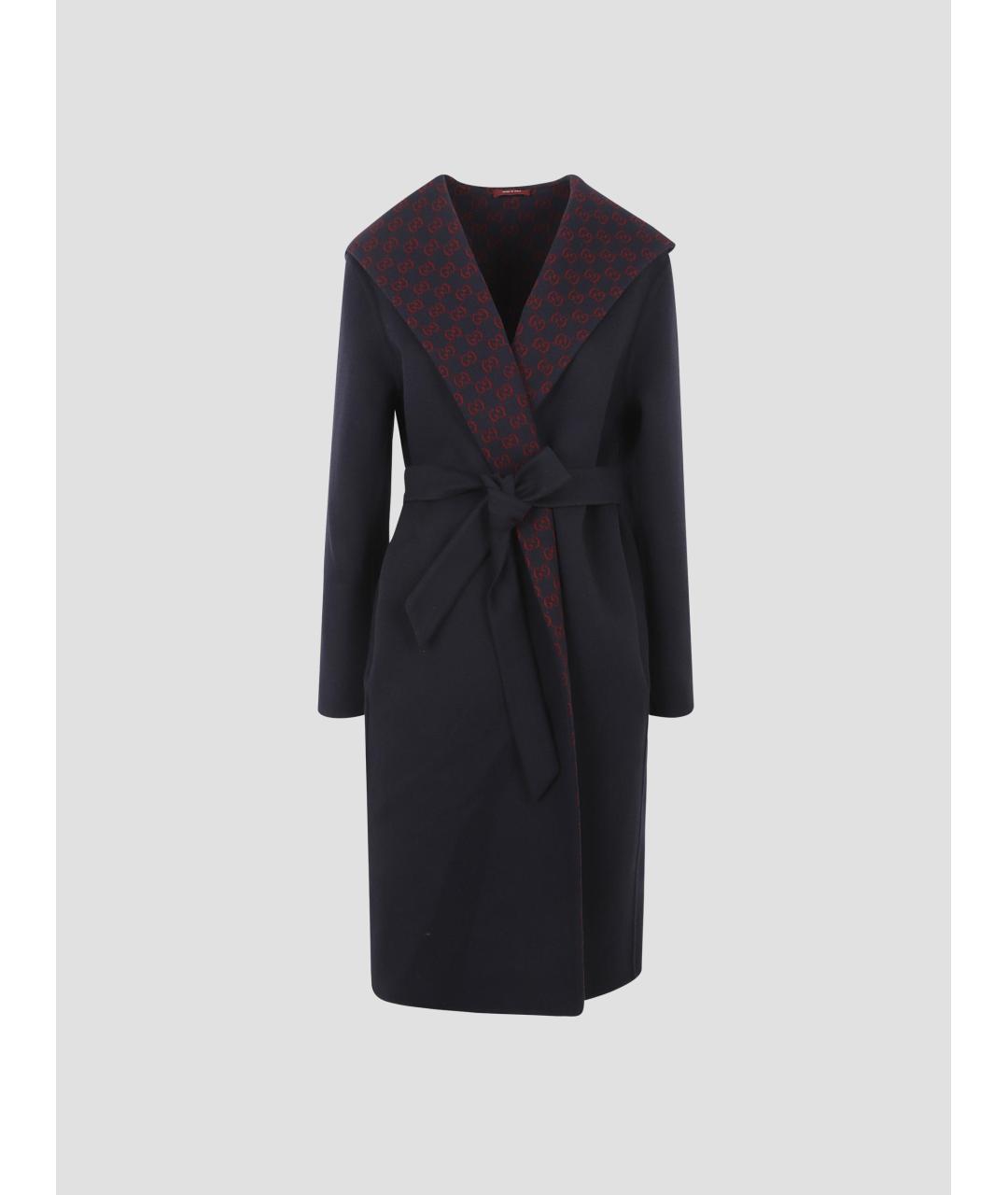 GUCCI Темно-синее шерстяное пальто, фото 4