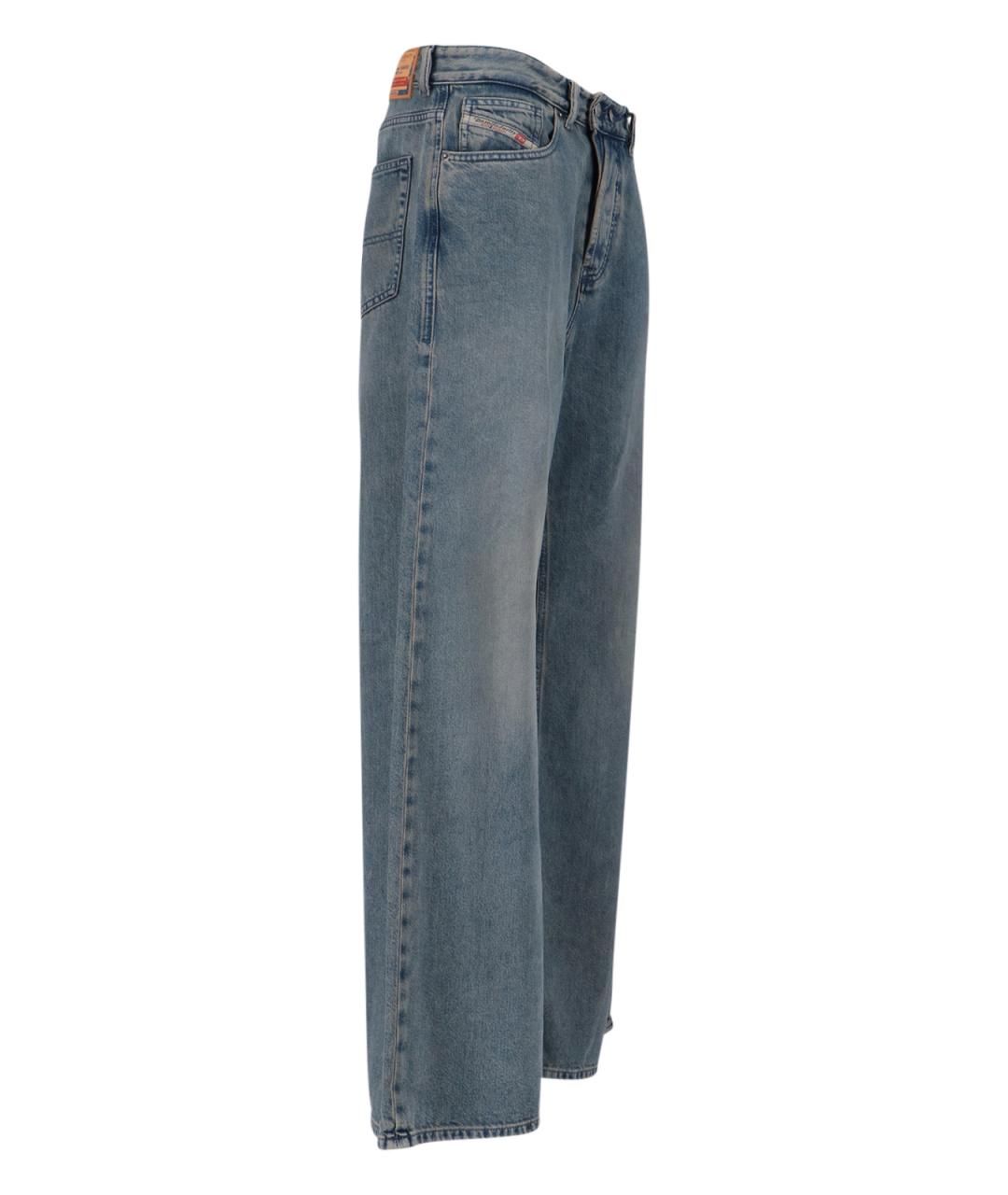 DIESEL Голубые хлопковые прямые джинсы, фото 3