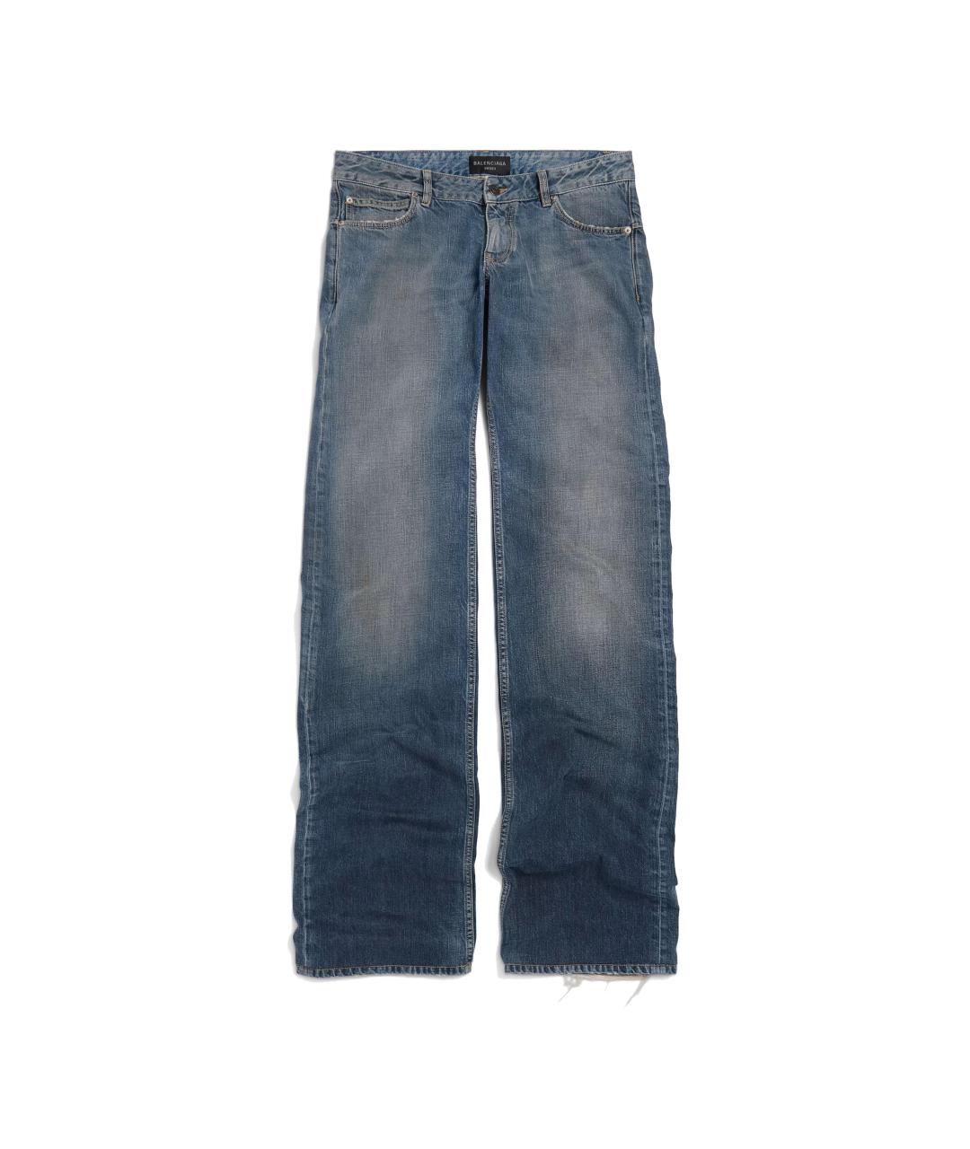 BALENCIAGA Синие хлопковые прямые джинсы, фото 1