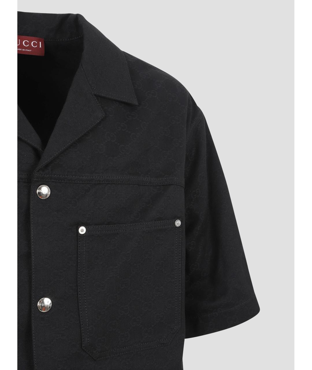 GUCCI Черная хлопковая кэжуал рубашка, фото 3