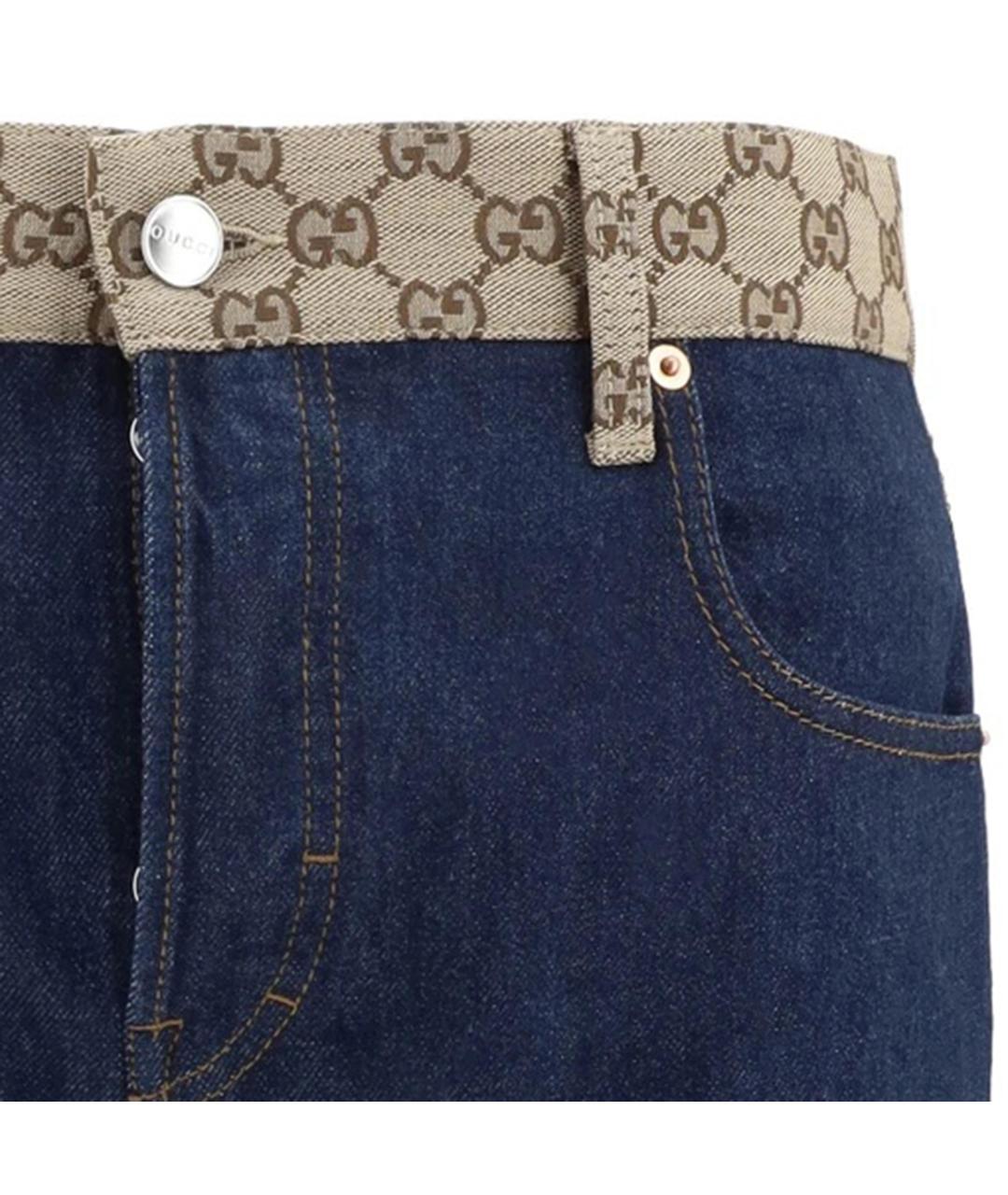 GUCCI Синие хлопковые прямые джинсы, фото 2