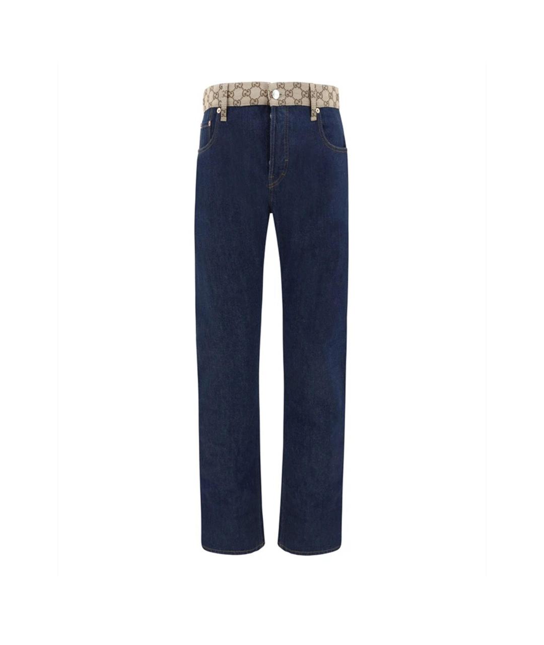 GUCCI Синие хлопковые прямые джинсы, фото 1