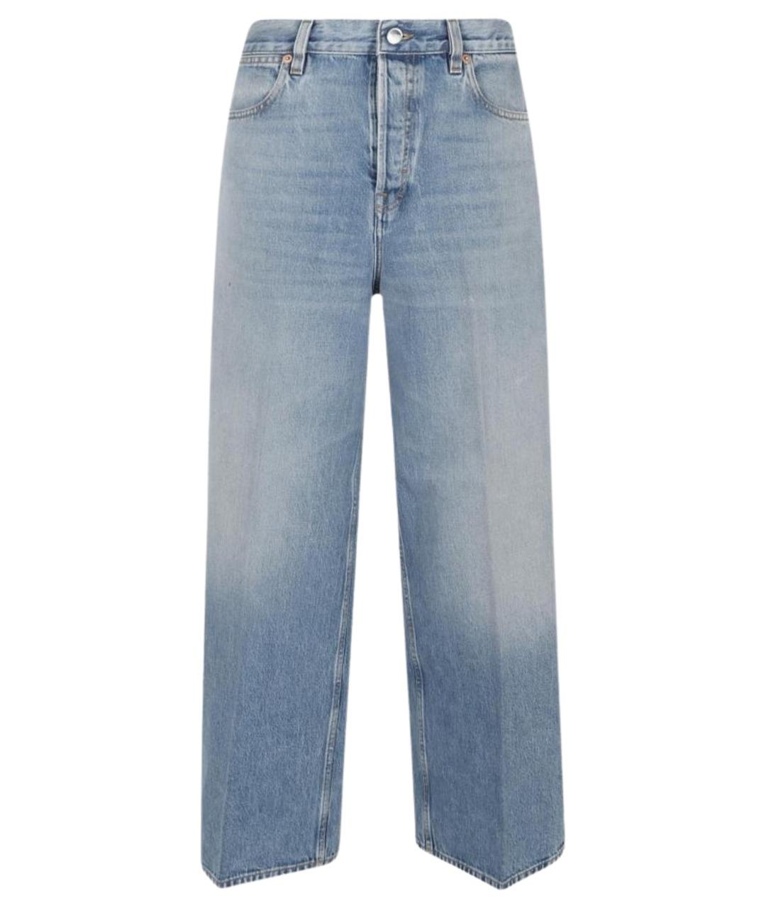 GUCCI Голубые хлопковые прямые джинсы, фото 1