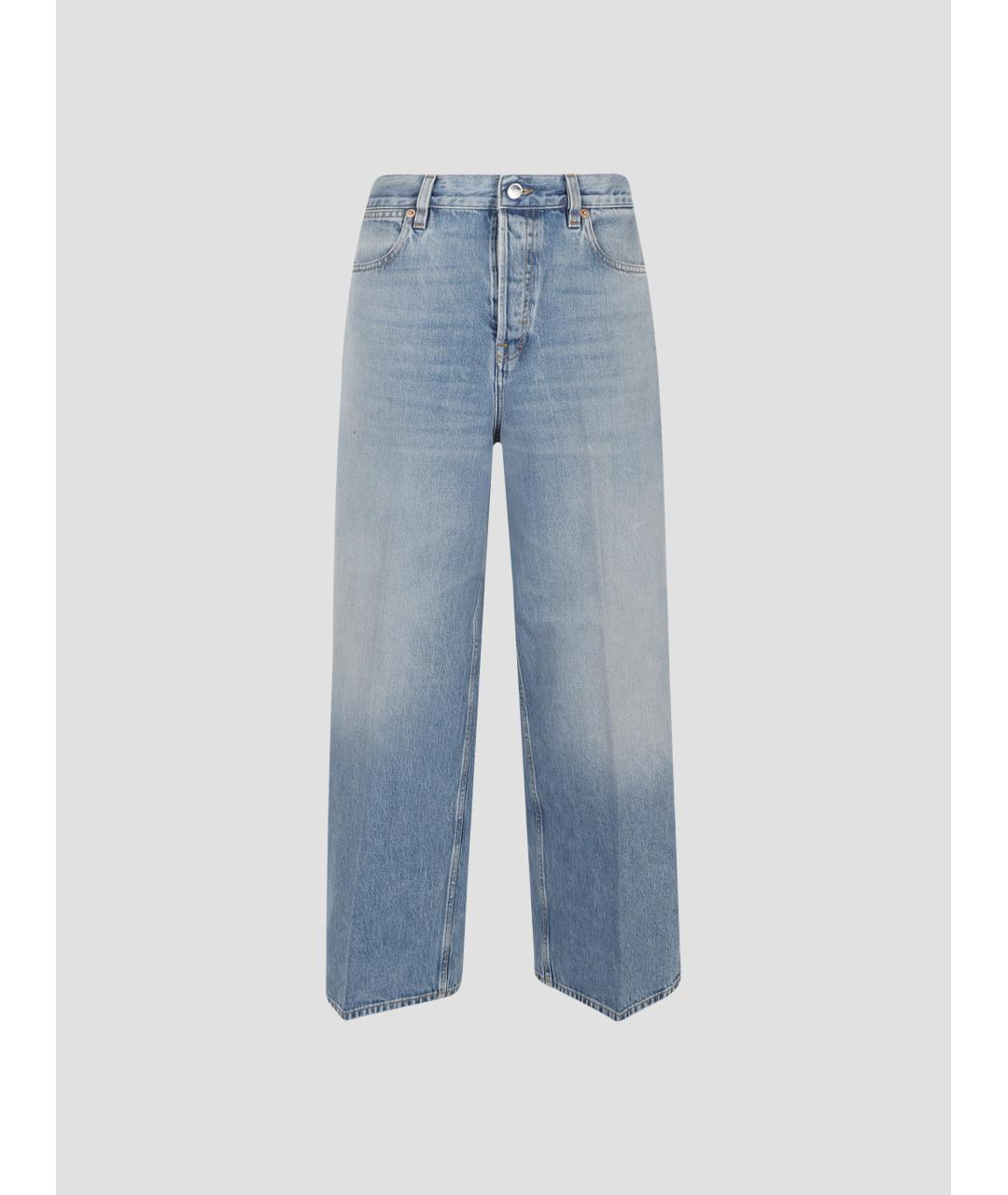 GUCCI Голубые хлопковые прямые джинсы, фото 4
