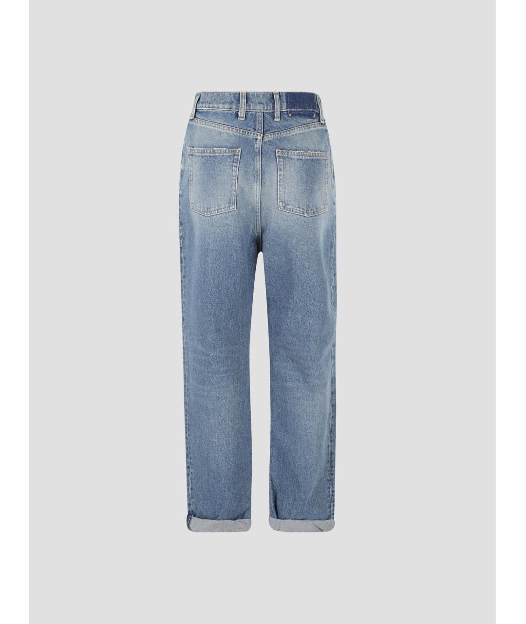 GOLDEN GOOSE DELUXE BRAND Голубые хлопковые прямые джинсы, фото 2