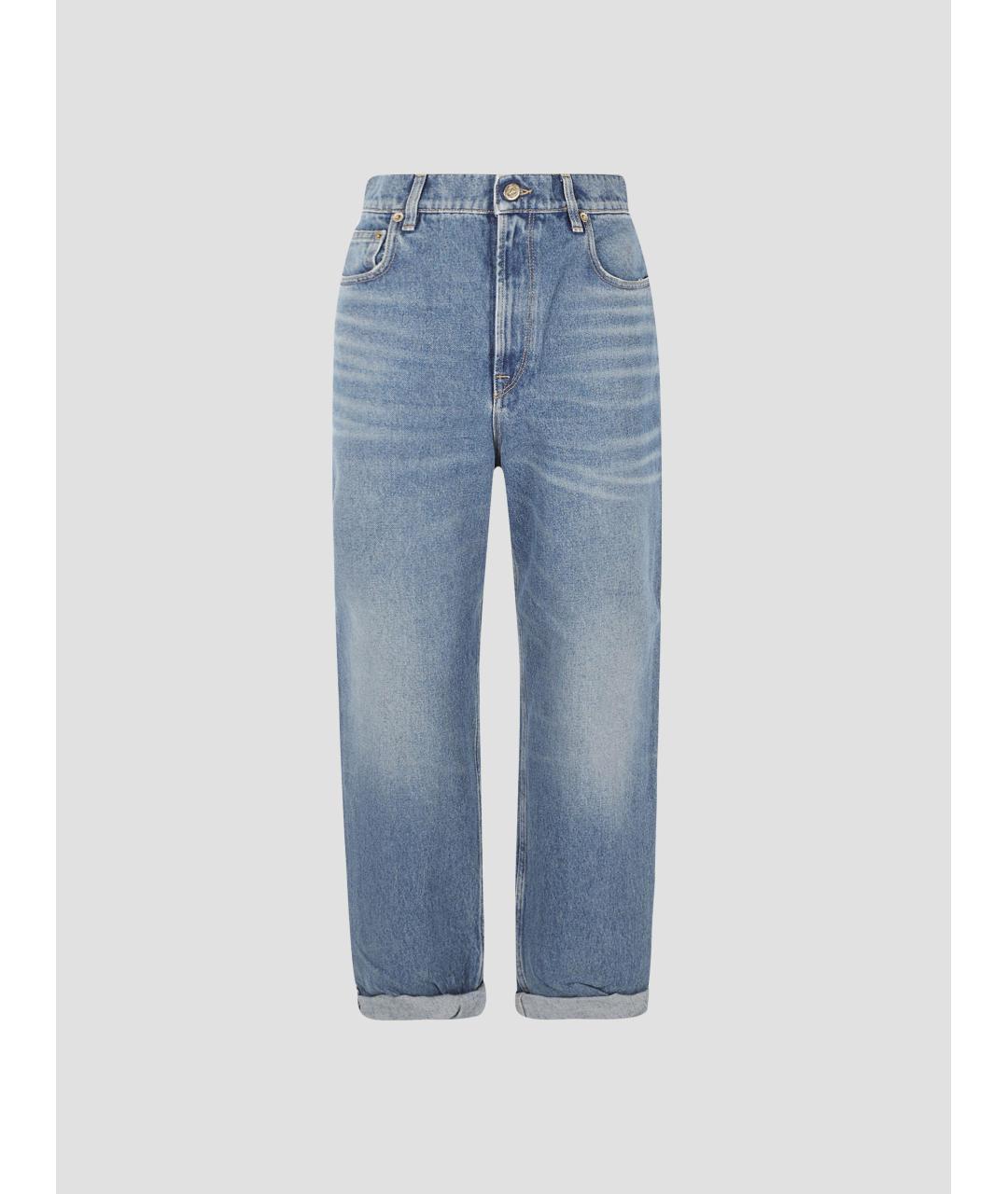 GOLDEN GOOSE DELUXE BRAND Голубые хлопковые прямые джинсы, фото 4