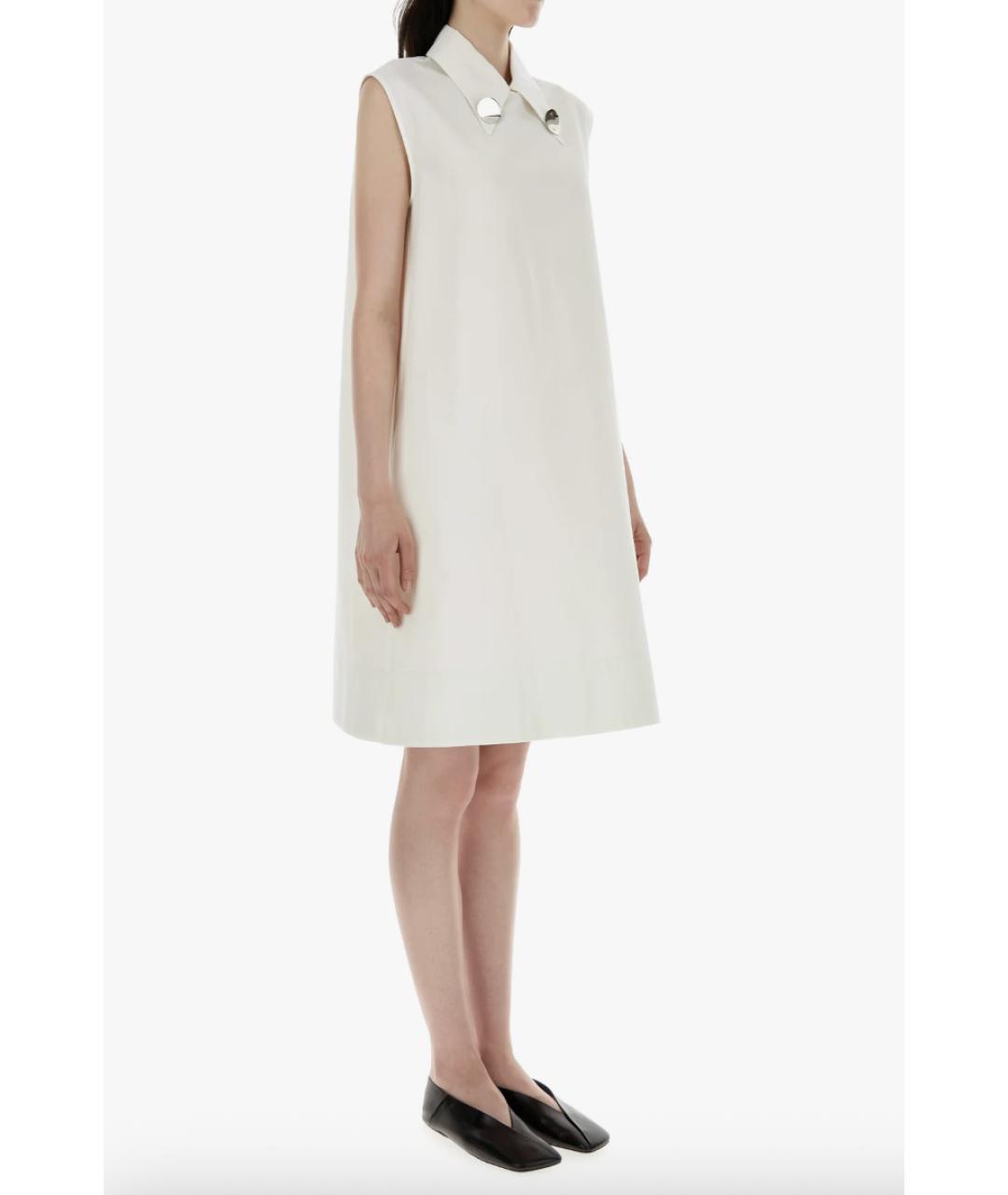 JIL SANDER Белое атласное повседневное платье, фото 3