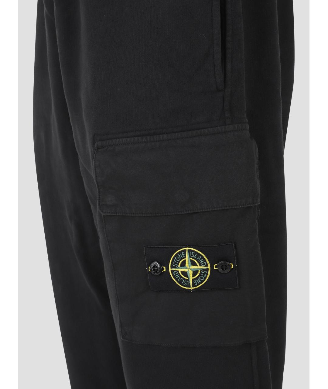 STONE ISLAND Черные хлопковые повседневные брюки, фото 3