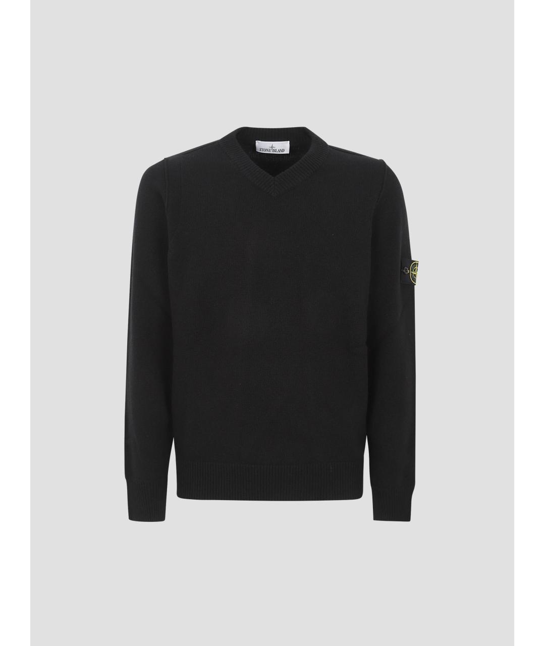 STONE ISLAND Черный шерстяной джемпер / свитер, фото 4