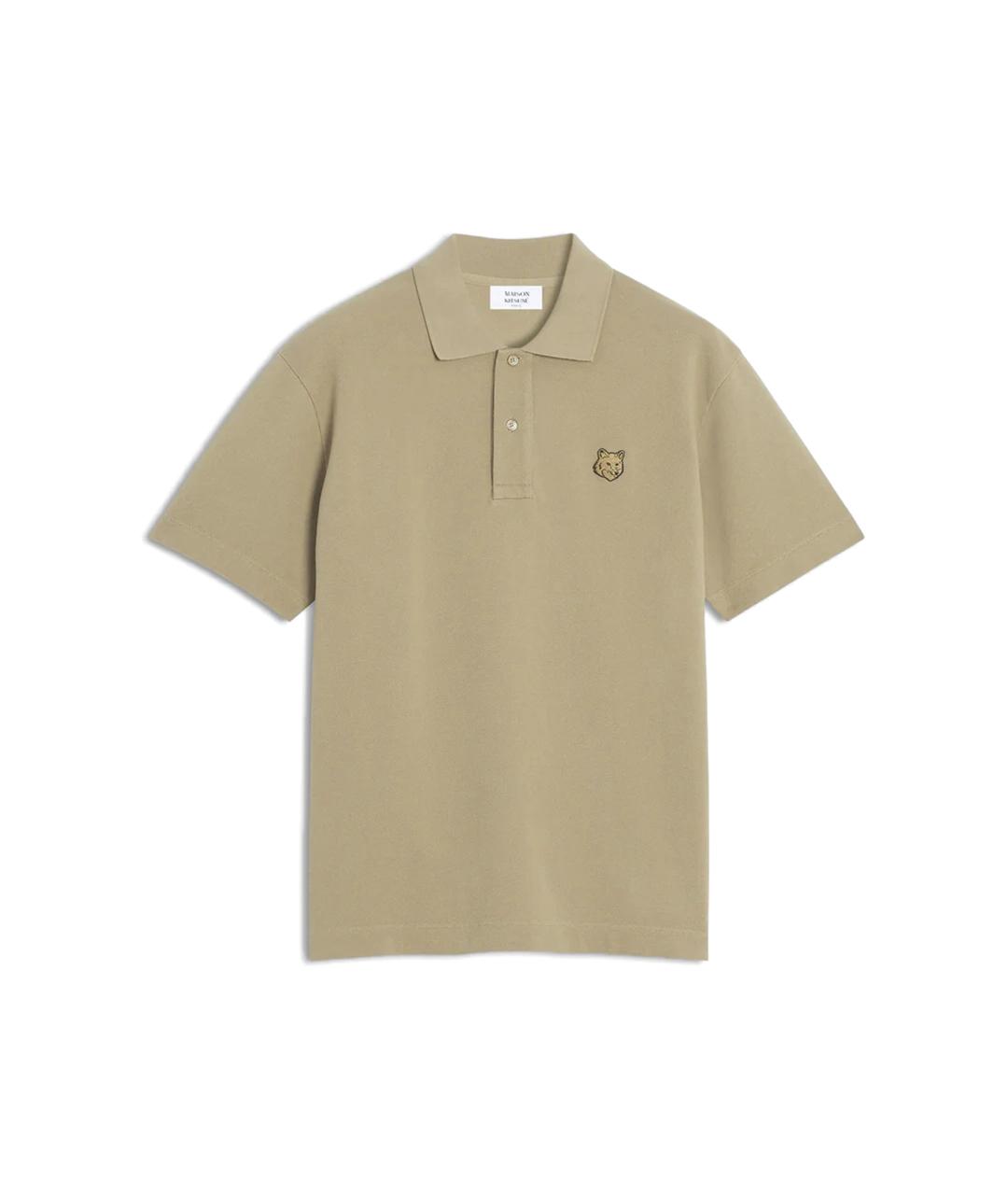 MAISON KITSUNE Бежевое хлопковое поло с коротким рукавом, фото 1