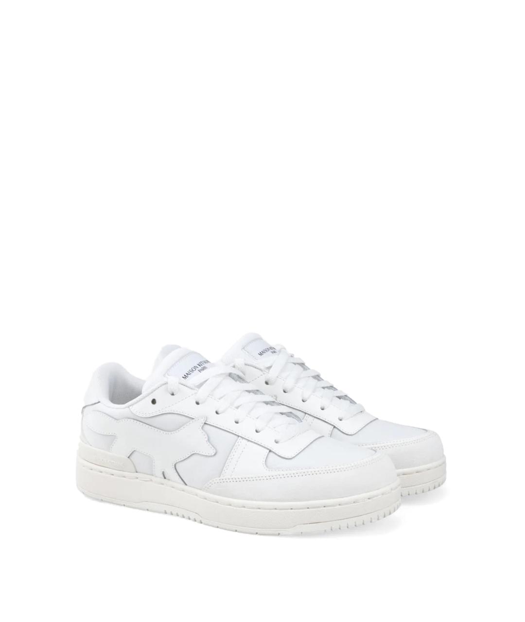 MAISON KITSUNE Белые кожаные низкие кроссовки / кеды, фото 2