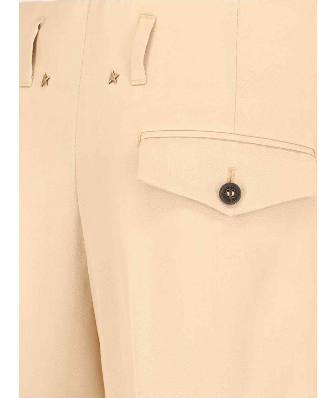 GOLDEN GOOSE DELUXE BRAND Бежевые шерстяные прямые брюки, фото 5