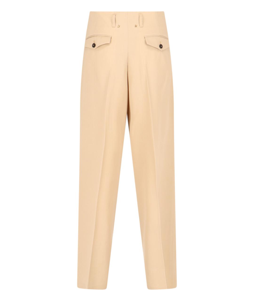 GOLDEN GOOSE DELUXE BRAND Бежевые шерстяные прямые брюки, фото 2