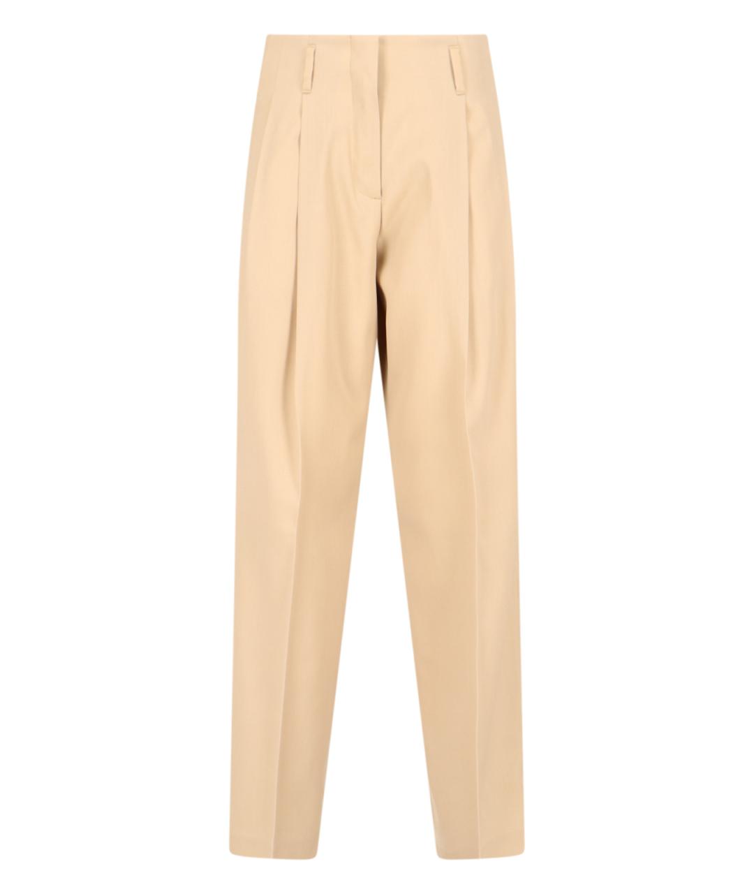 GOLDEN GOOSE DELUXE BRAND Бежевые шерстяные прямые брюки, фото 1