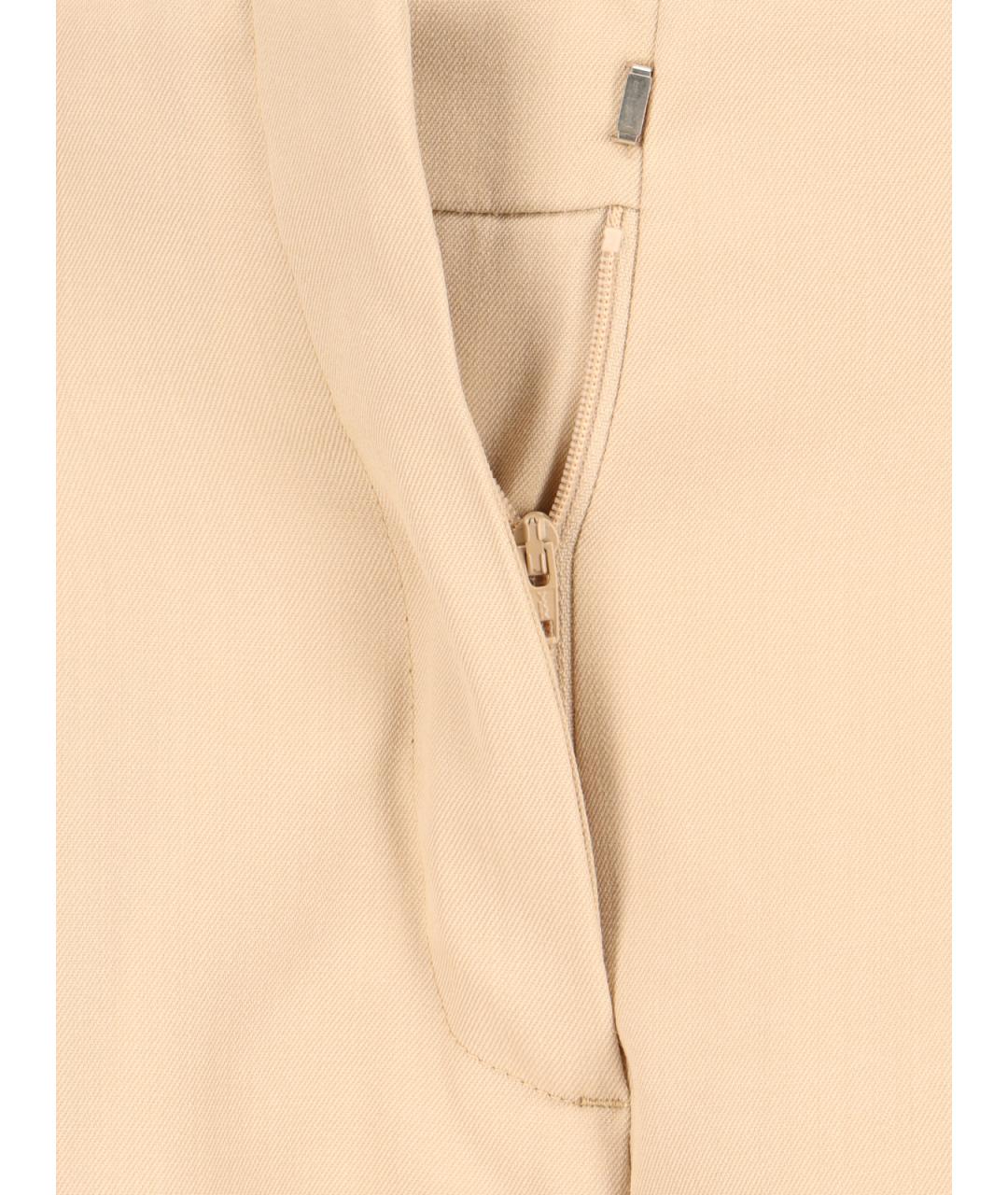 GOLDEN GOOSE DELUXE BRAND Бежевые шерстяные прямые брюки, фото 4