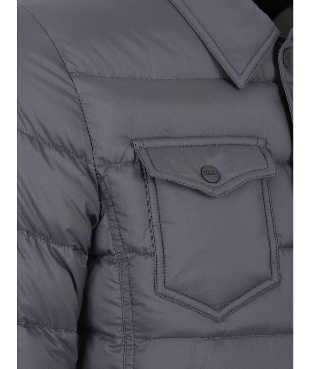 HERNO Серый полиэстеровый пуховик, фото 3