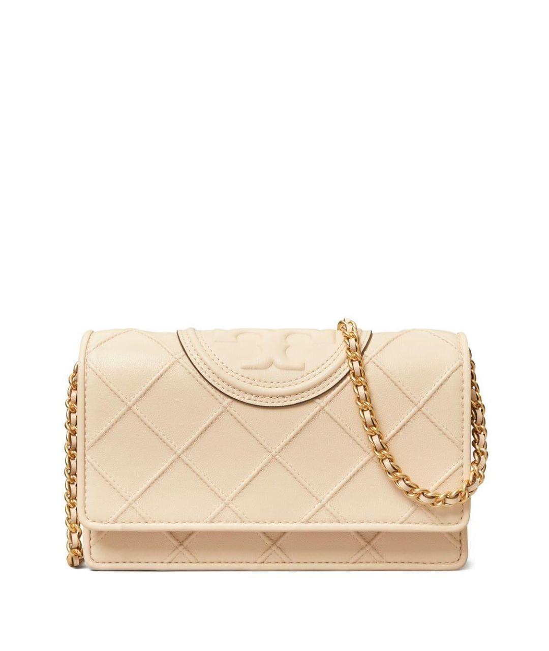 TORY BURCH Бежевая кожаная сумка через плечо, фото 1