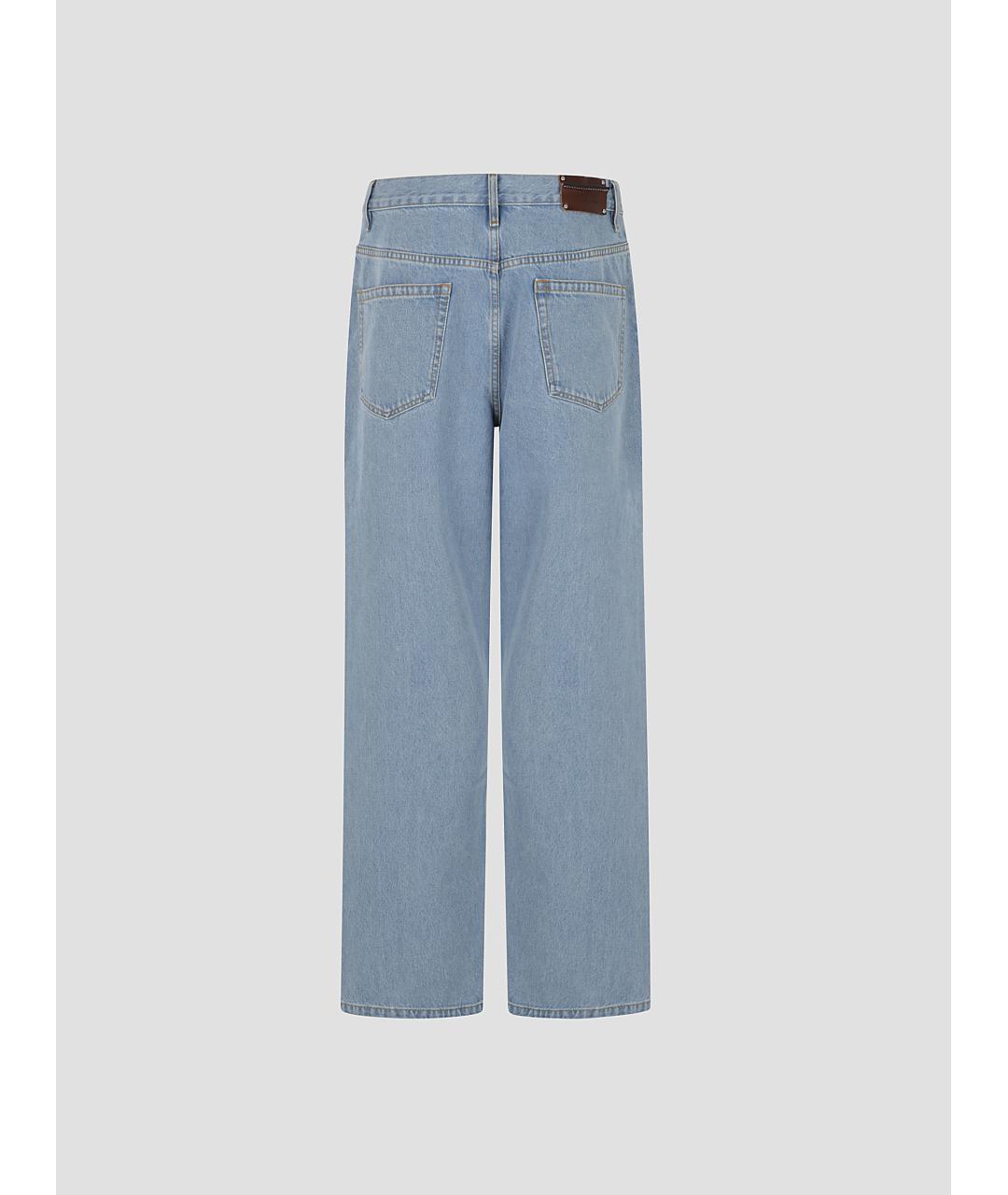 DRIES VAN NOTEN Голубые хлопковые прямые джинсы, фото 2