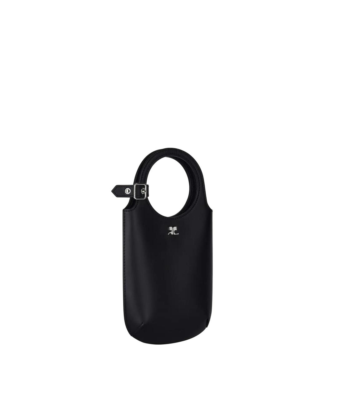 COURREGES Черная кожаная сумка с короткими ручками, фото 2