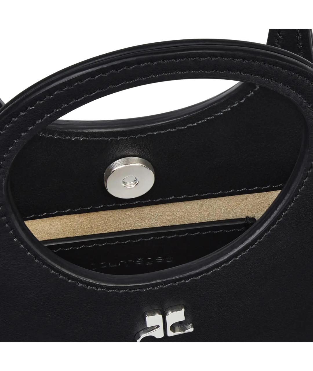 COURREGES Черная кожаная сумка с короткими ручками, фото 4