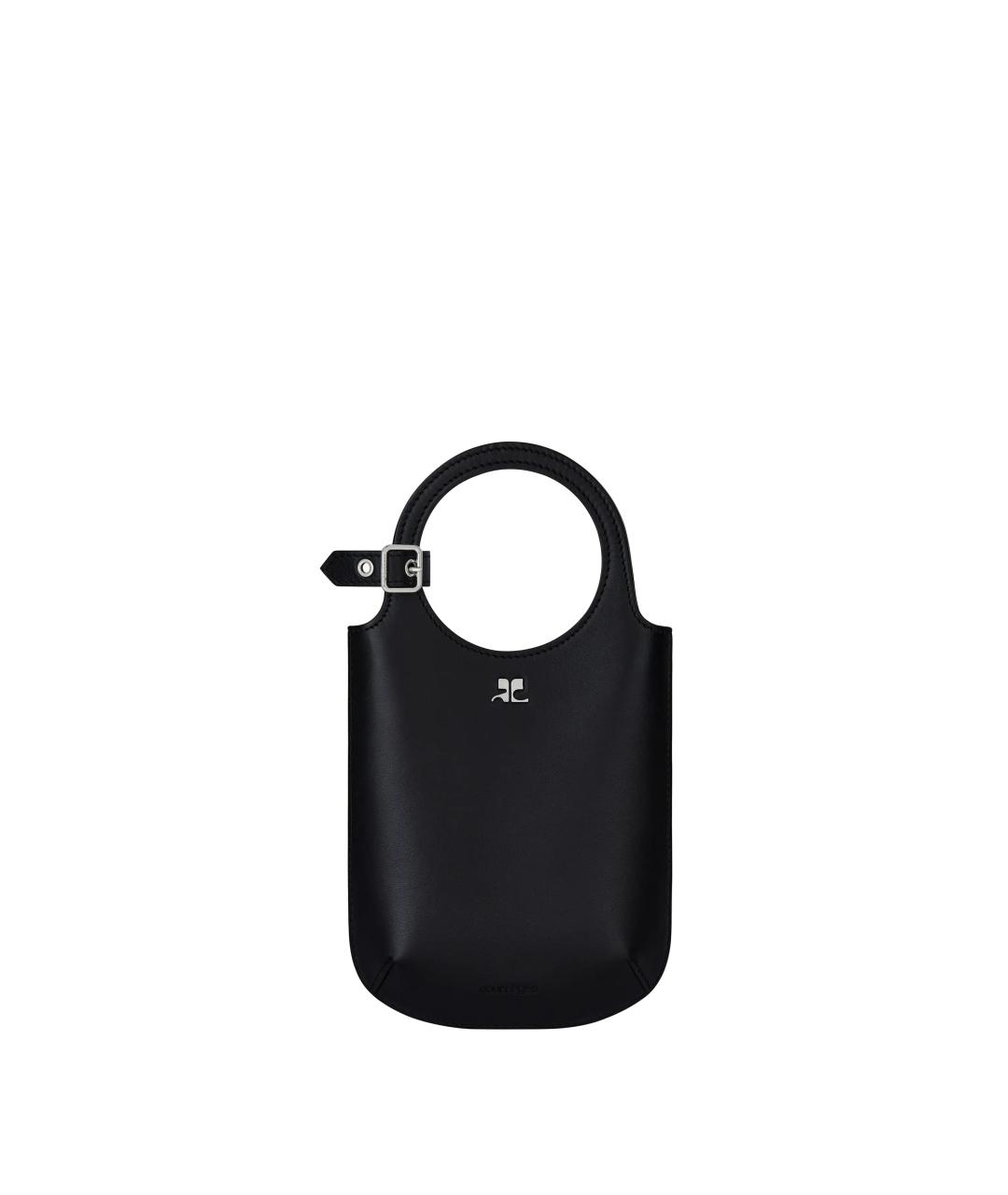 COURREGES Черная кожаная сумка с короткими ручками, фото 1