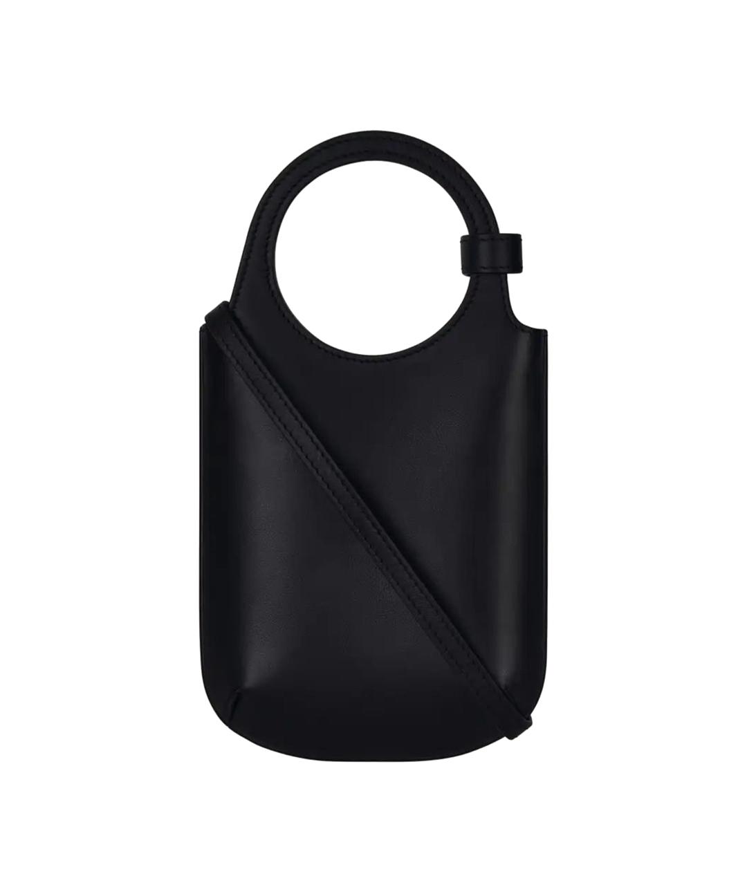 COURREGES Черная кожаная сумка с короткими ручками, фото 3